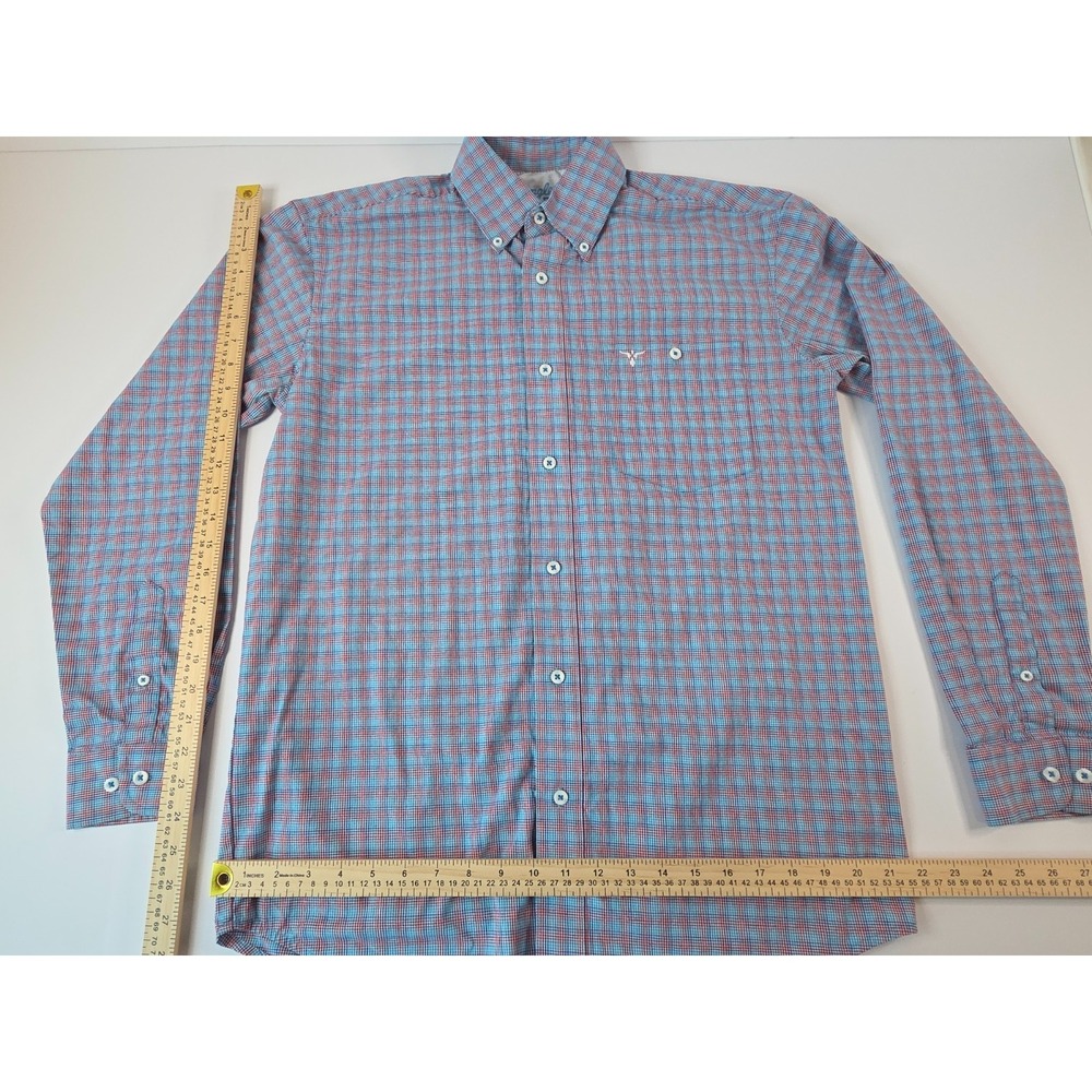 Wrangler 20X Shirt Mens Medium Blue Red Plaid Advanced Comfort Western Cowboy - Picture 5 of 7